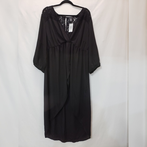 torrid Tops - Torrid Sheer Lace Tunic Plus Size Hi Low Black